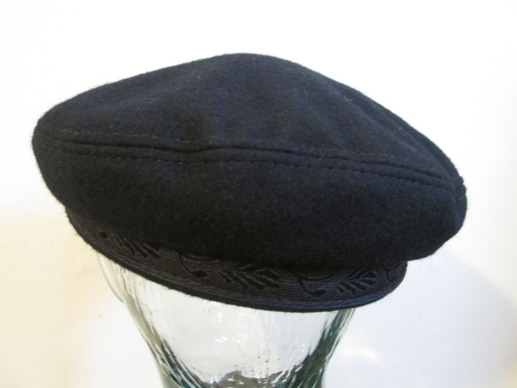 Authentic Greek Fisherman Cap Hat Black Wool Braided Trim Accessory ...