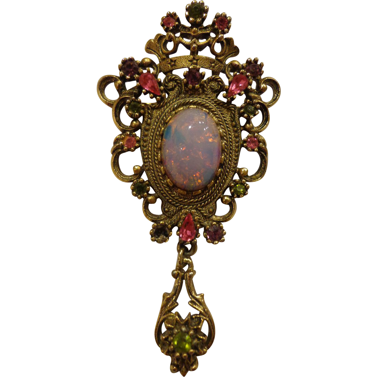 Ornate Vintage Sarah Coventry Faux Opal Brooch Pin Cabochon Crown from ...