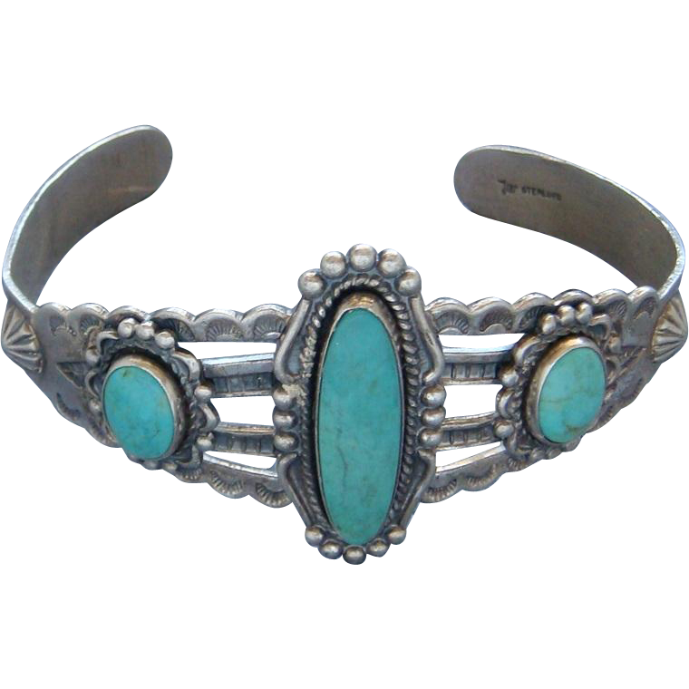 Fred Harvey Era Sterling Silver Turquoise Bracelet By Bell Trading from ...