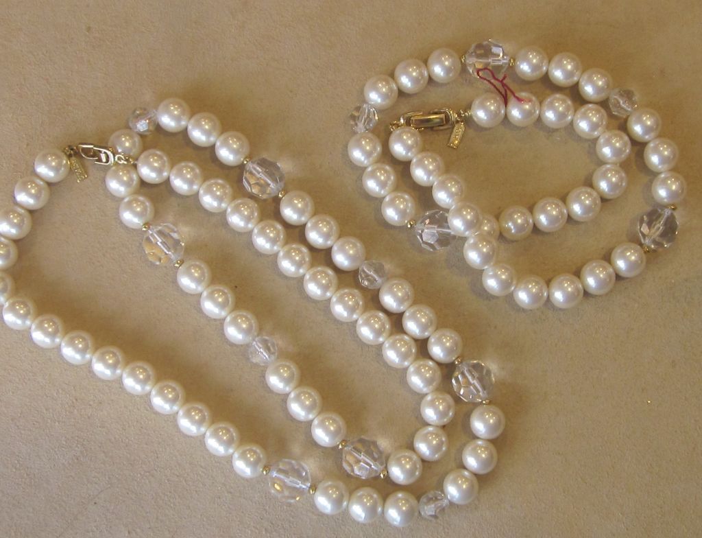 Marvella Two Faux Pearl Signed Vintage Necklace- old stock from ...