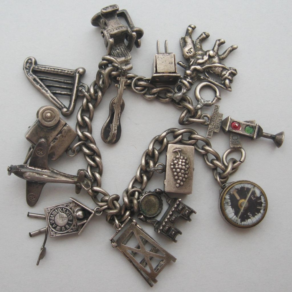 Vintage 1940's Mechanical Sterling Charm Bracelet: CC779: Removed