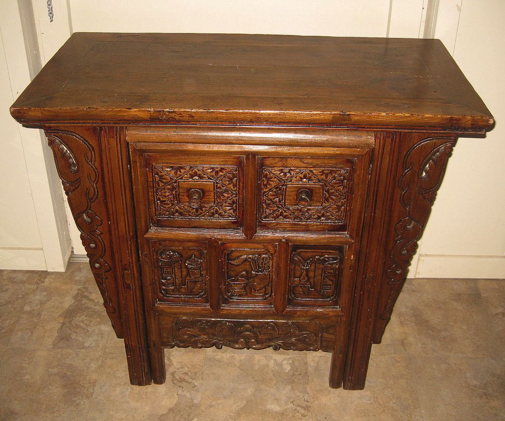 Chinese Carved Altar Table/Elmwood Desk from dynastycollections on Ruby ...