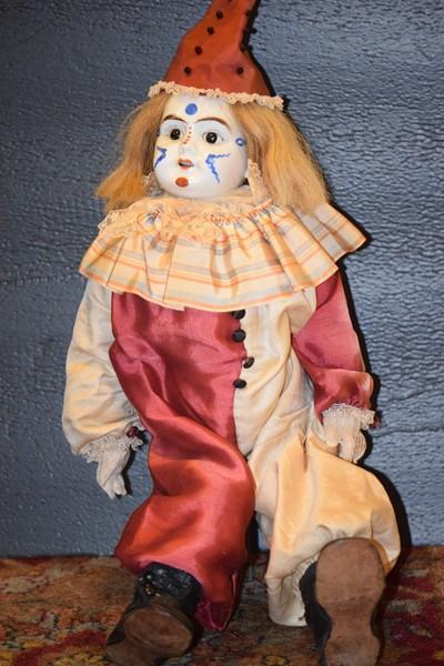 Antique Doll Bisque Clown Jester Doll Dressed Wonderful from ...