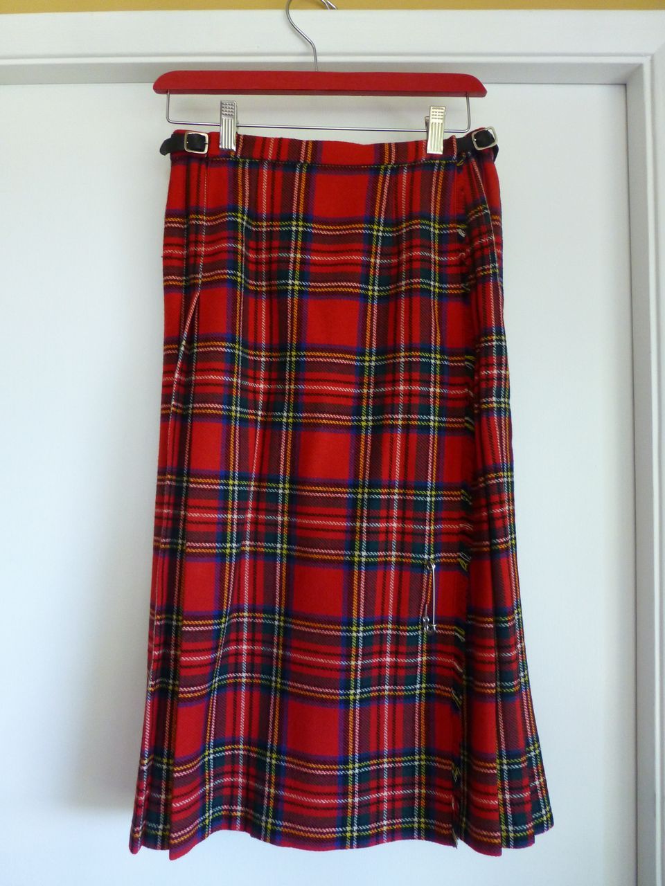 1970’s Wool Tartan Kilt Skirt by Laird-Portch of Scotland in Red, from ...