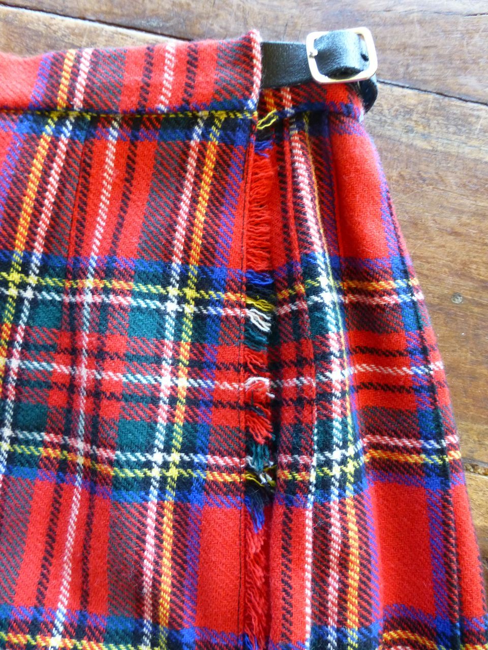1970’s Wool Tartan Kilt Skirt by Laird-Portch of Scotland in Red, from ...