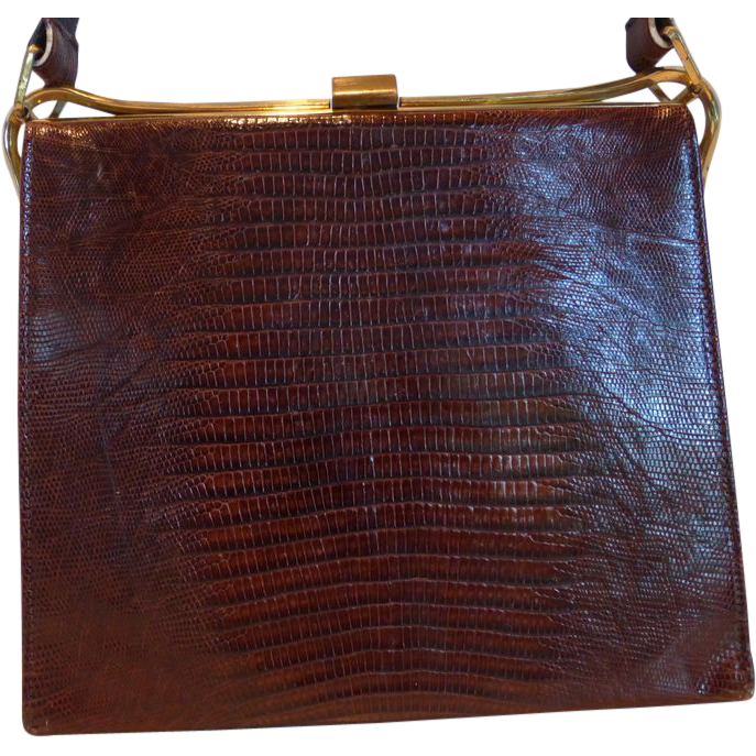 Vintage DEITSCH Lizard Skin Purse Hand Bag Mahogany from historique on ...