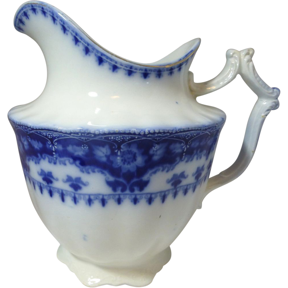 Myott's CRUMLIN flow blue large water pitcher