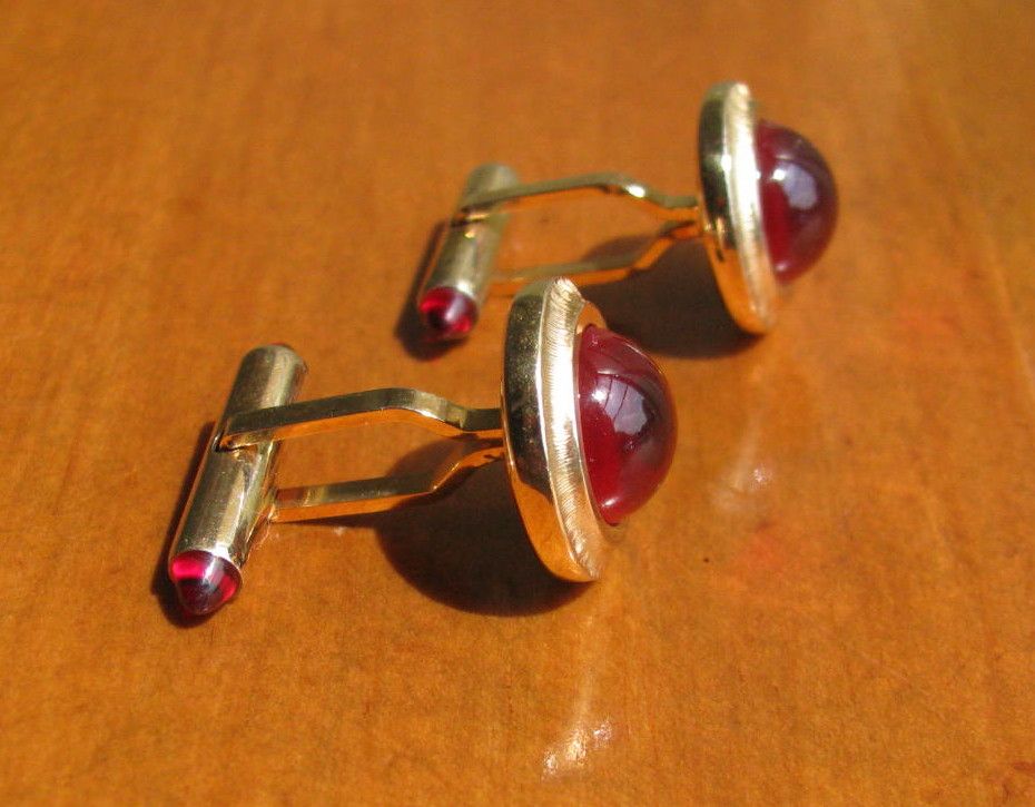 Vintage Krementz Red Lucite and Goldtone Cufflinks from ...