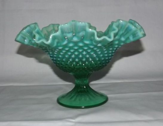 Fenton Emerald Green Hobnail Opalescent Footed Bowl from ...