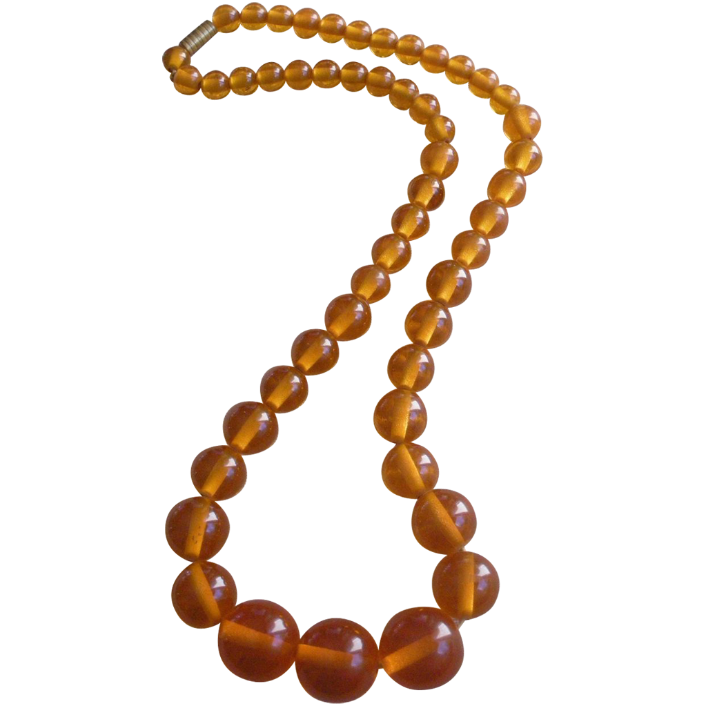 Art Deco Bakelite Amber Colored Bead Necklace from allthatglitters1020 ...