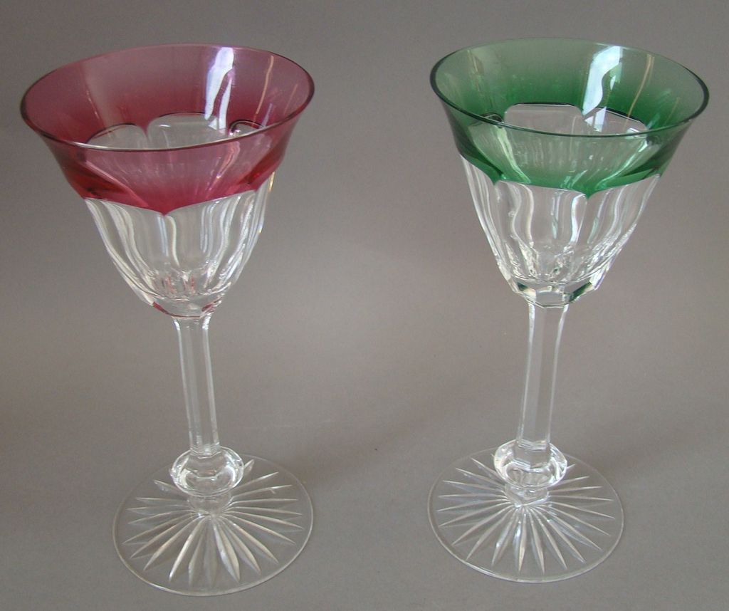 Pair Old Cut glass Goblets Cranberry and Green from antiquemystique on ...