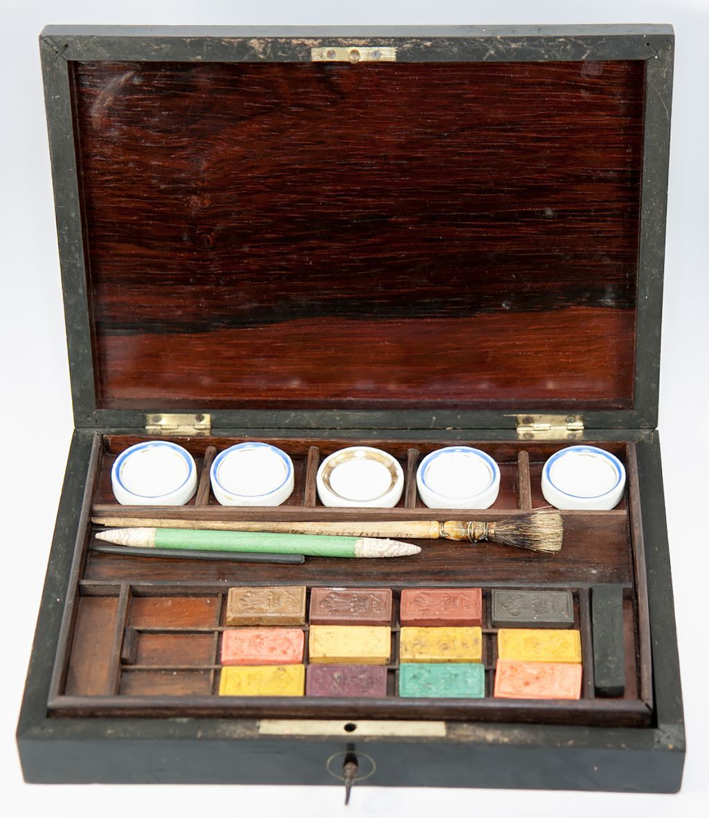 Antique French Water Color Paint Set, Wood Box, Chest, Aquarelle Artist ...