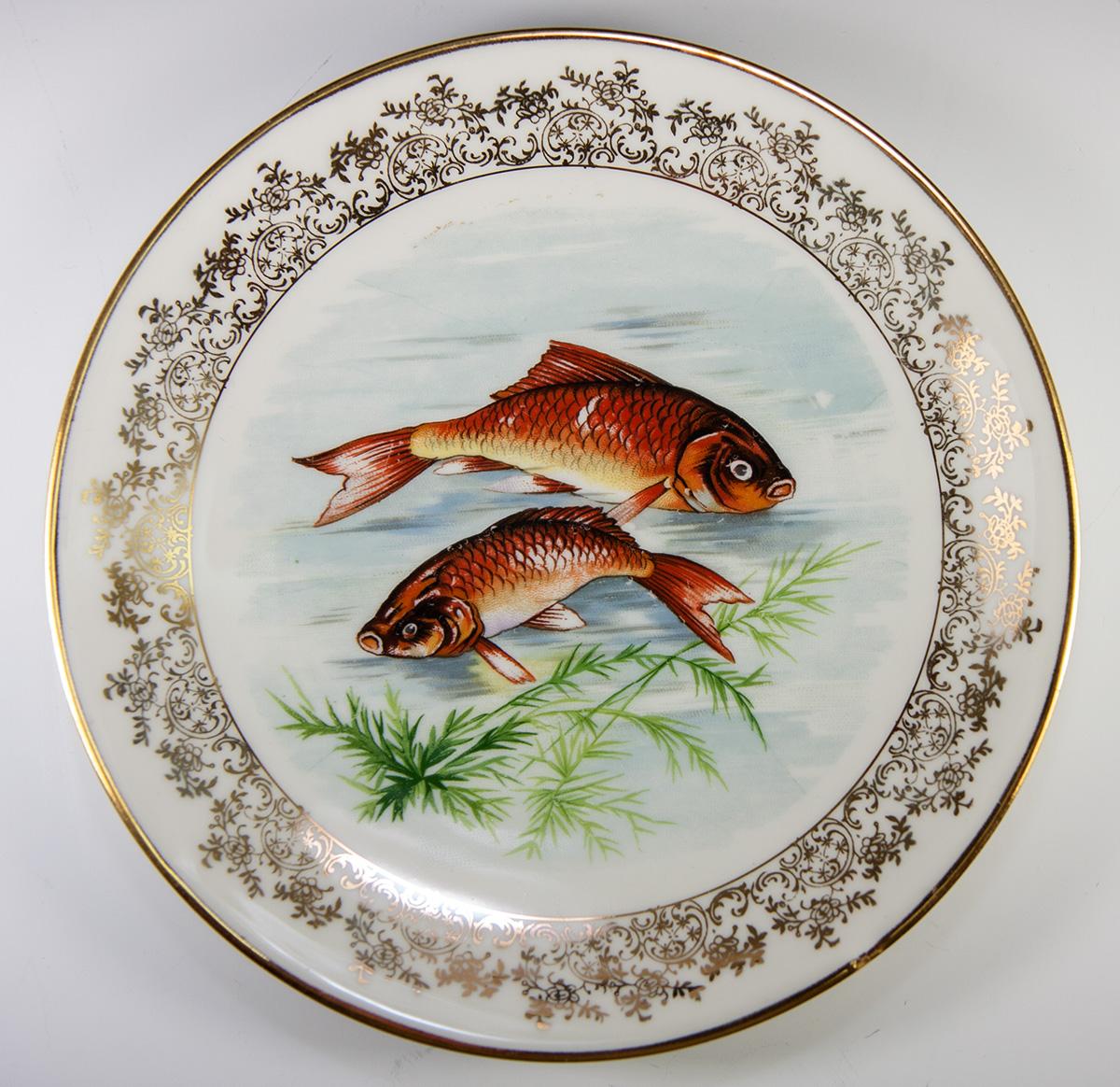 Antique - Vint. Haviland Limoges Set of 11 Transfer & Painted Fish ...