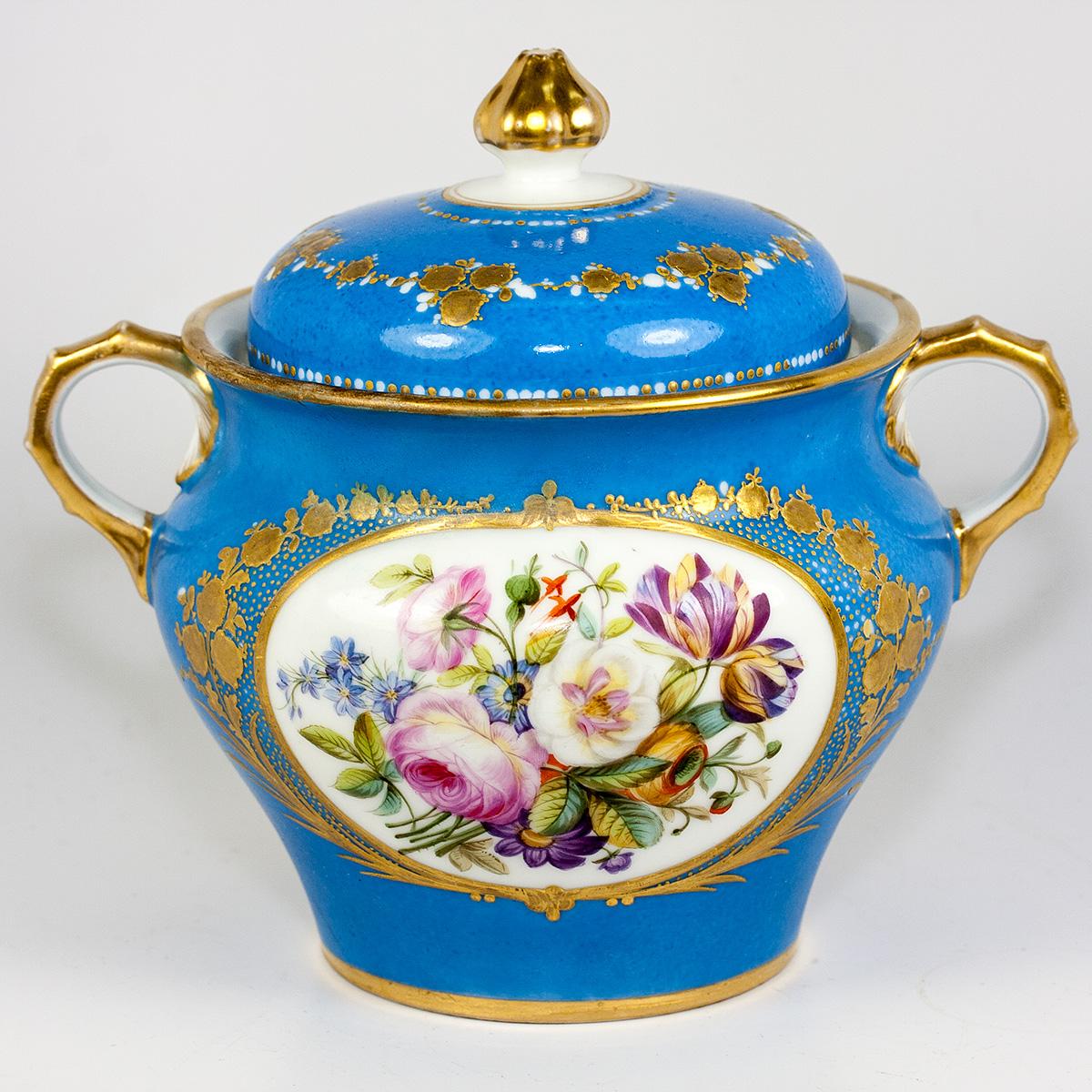 Fine Antique Hand Painted French Sugar Bowl, Limoges or Old Paris ...