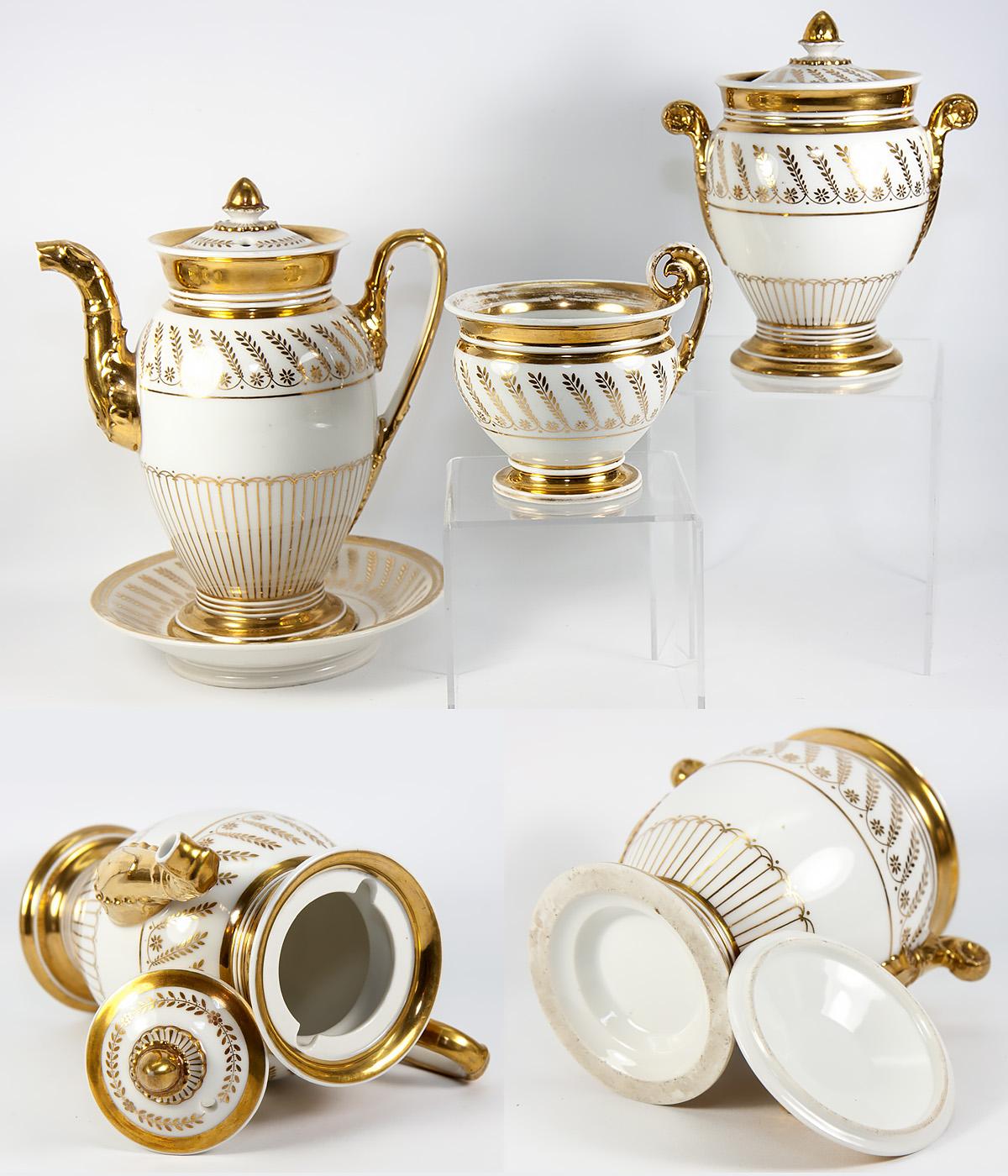 Antique French Old Paris Porcelain French Empire Era Tea & Chocolate