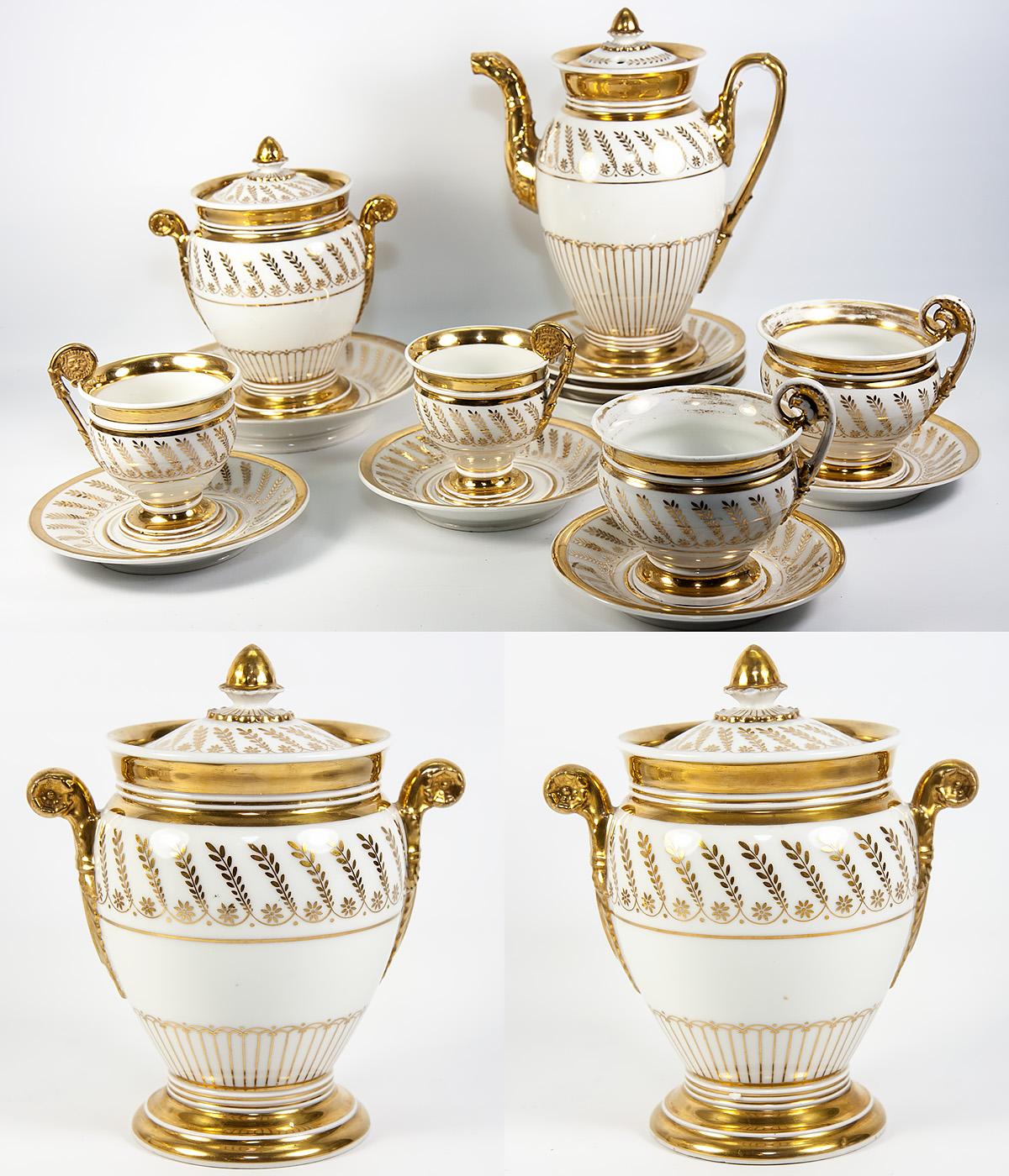 Antique French Old Paris Porcelain French Empire Era Tea & Chocolate