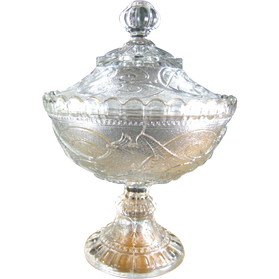 Portieux Vallerysthal Chimera Glass Compote with Lid from ...