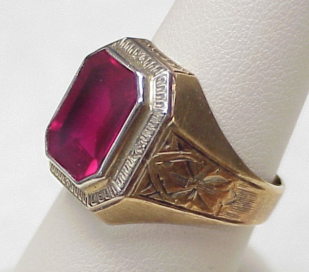 Vintage Gents Ruby Ring 14k Two Tone Gold from arnoldjewelers on Ruby Lane