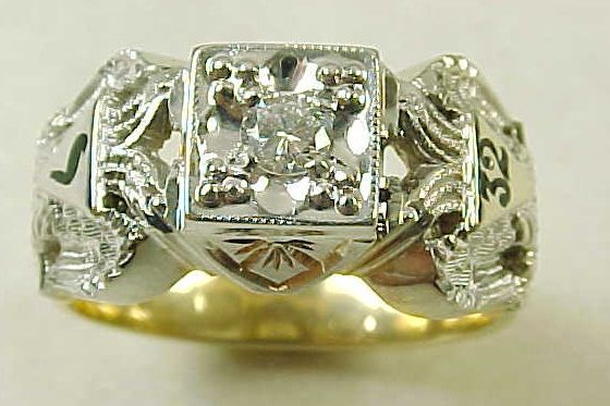 Vintage 32nd Degree 14K Two Tone Gold & Diamond Masonic Ring from ...