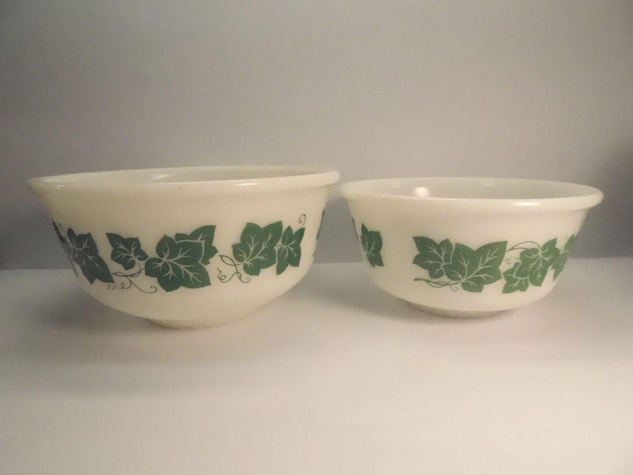 Nesting Bowls (4) With Green Ivy Design By Hazel Atlas Glass from ...