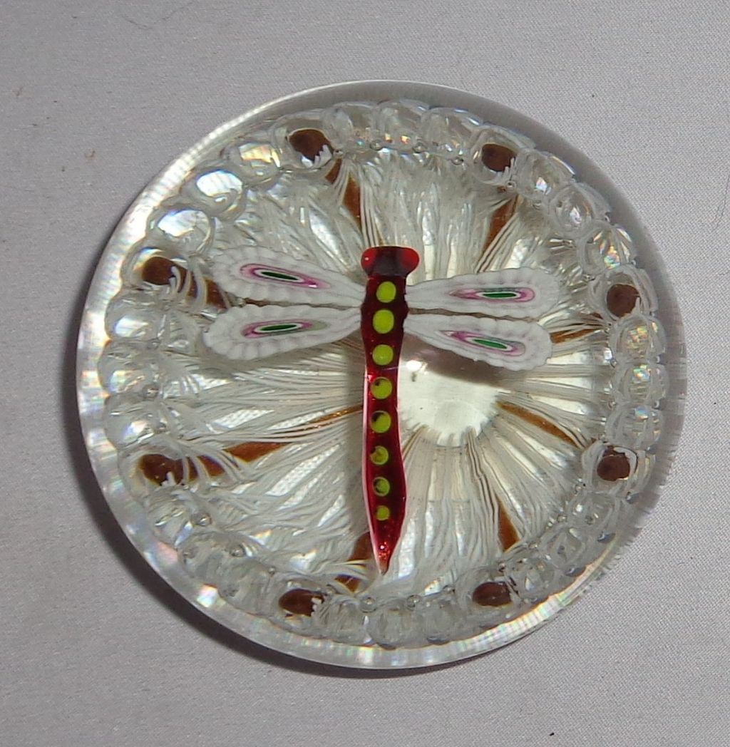 Paul Ysart Millefiori Dragonfly In A Basket Paperweight - From the from ...