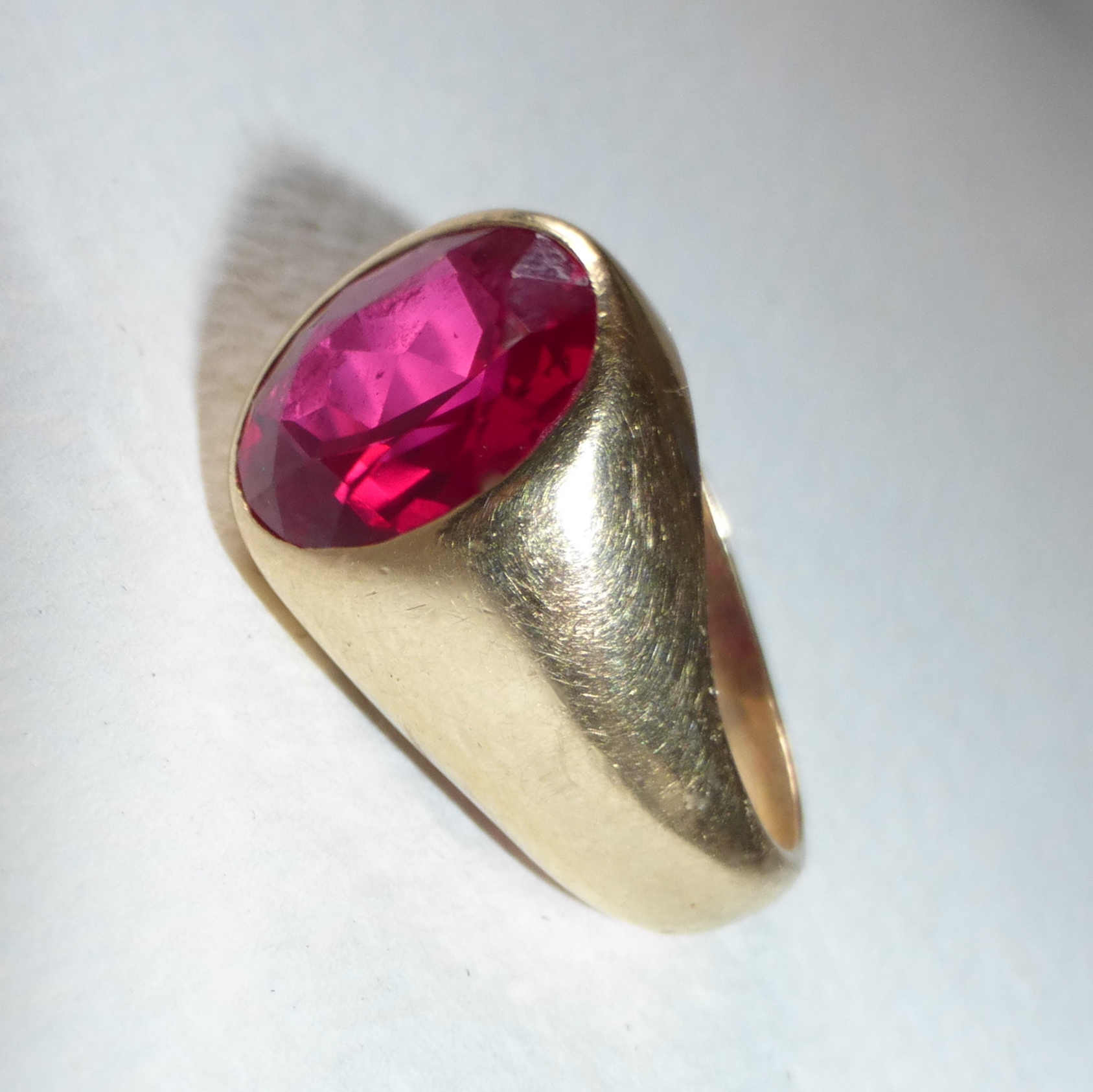 10k Yellow Gold Synthetic Ruby Ring from bejewelled on Ruby Lane