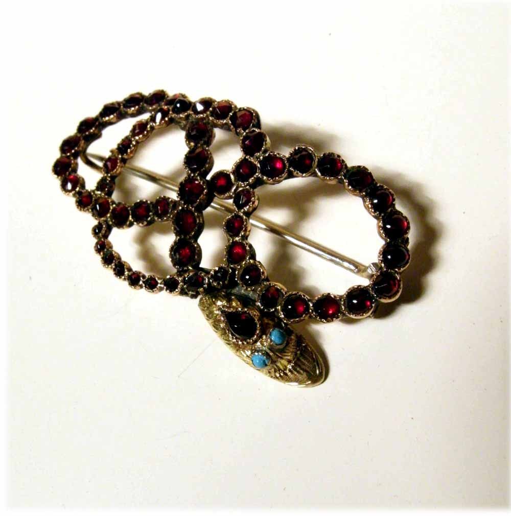 Amazing Victorian Era Brooch Snake & Bohemia Garnets from ...