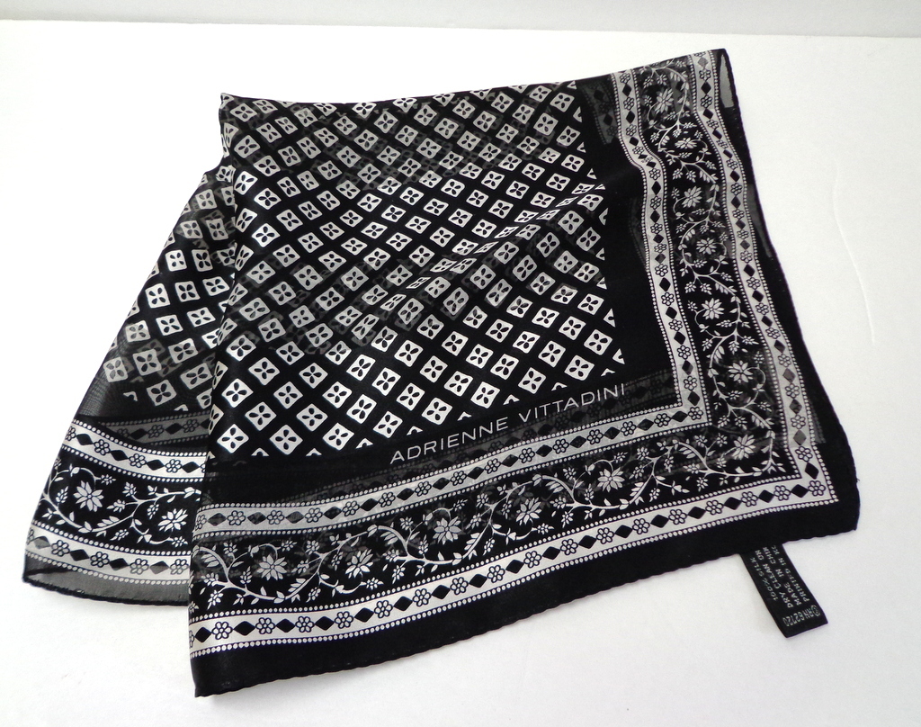 Adrienne Vittadini Designer Scarf. 100% Silk. Black & White. Mint from ...