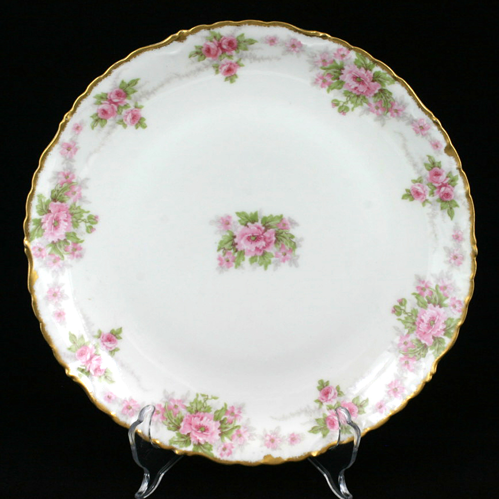 Elite Limoges Porcelain Plate Pink Roses Flowers Gold Trim from ...