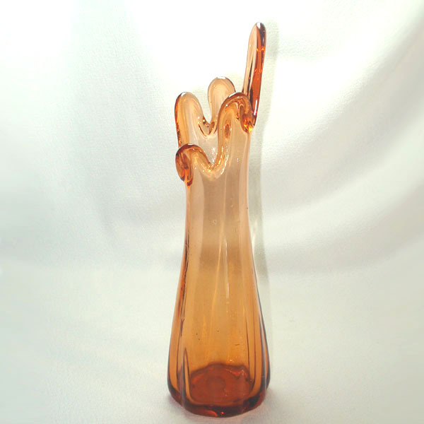 Amber Art Glass Pulled Swung Finger Vase from coppertonlane on Ruby Lane