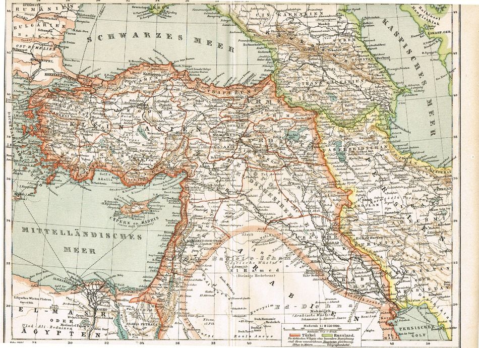 1900: Western Asia: 2 Old Maps from curioshop on Ruby Lane