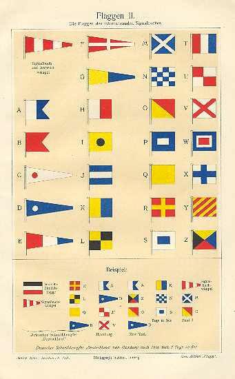 1902: German Nautical Flags: 3 Chromo Lithograph from curioshop on Ruby ...