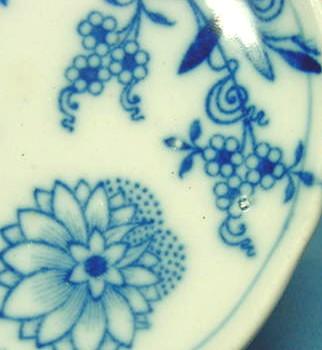 Vintage, reticulated Flow Blue Onion China.