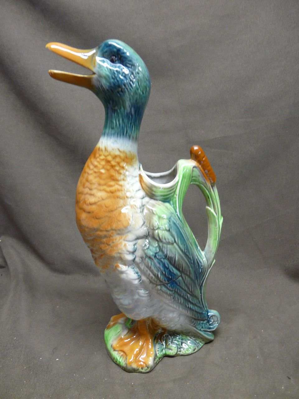 St. Clement Pottery France Majolica Duck Pitcher from ...