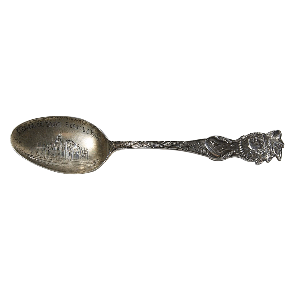 Figural Sterling Souvenir Spoon with Native American Indian on Handle ...