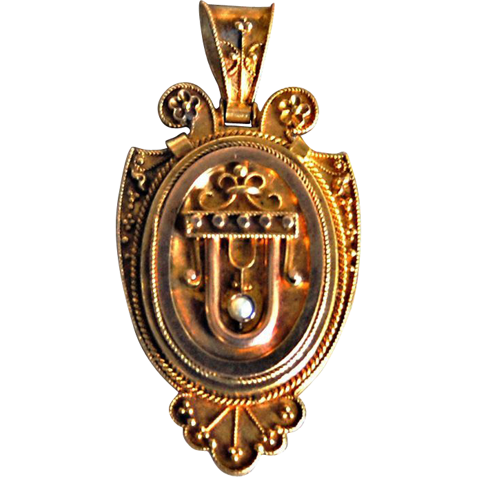 Victorian (Etruscan) 14K GOLD LOCKET   c1870, Beautiful, Ornate (4C28 