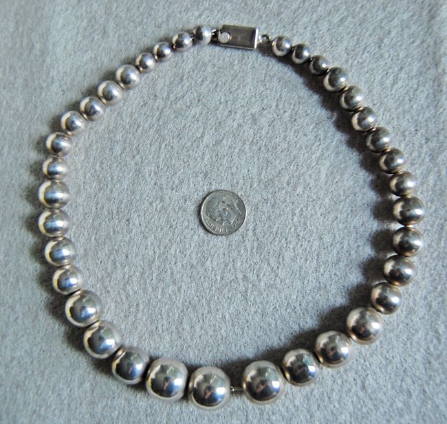 Vintage MEXICAN STERLING BEADS (Necklace / Choker) - Large Silver from ...