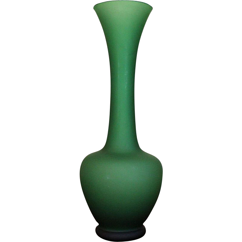 Pretty Vintage Green Satin Glass Vase from jkcollections on Ruby Lane