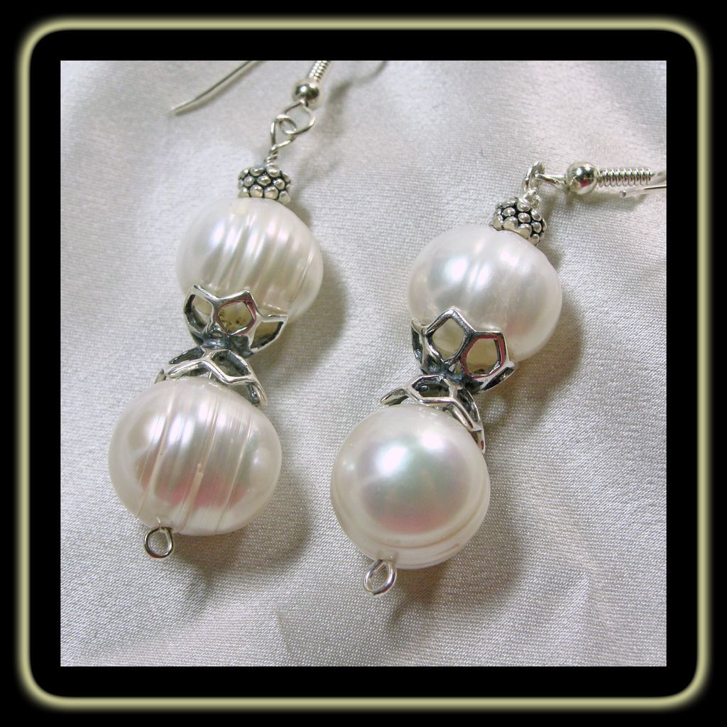 13mm Freshwater Baroque Pearls and Sterling Silver Earrings from ...