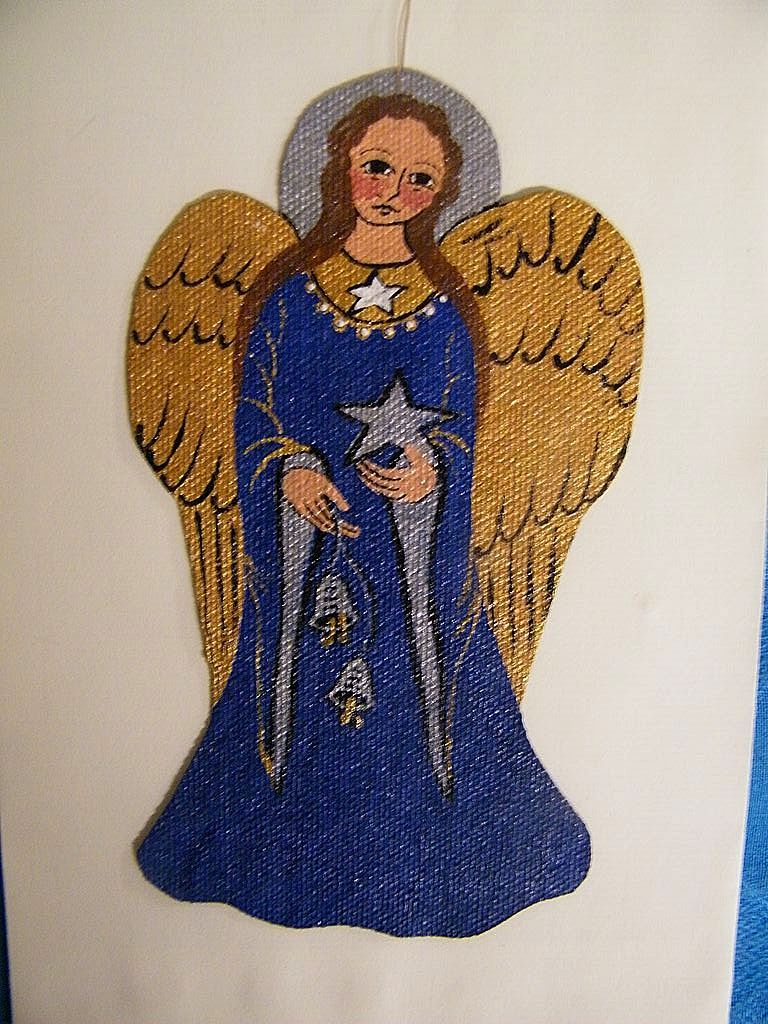 Medieval Angels..Hand Painted Acrylic On Canvas..Ornaments..Blue from ...