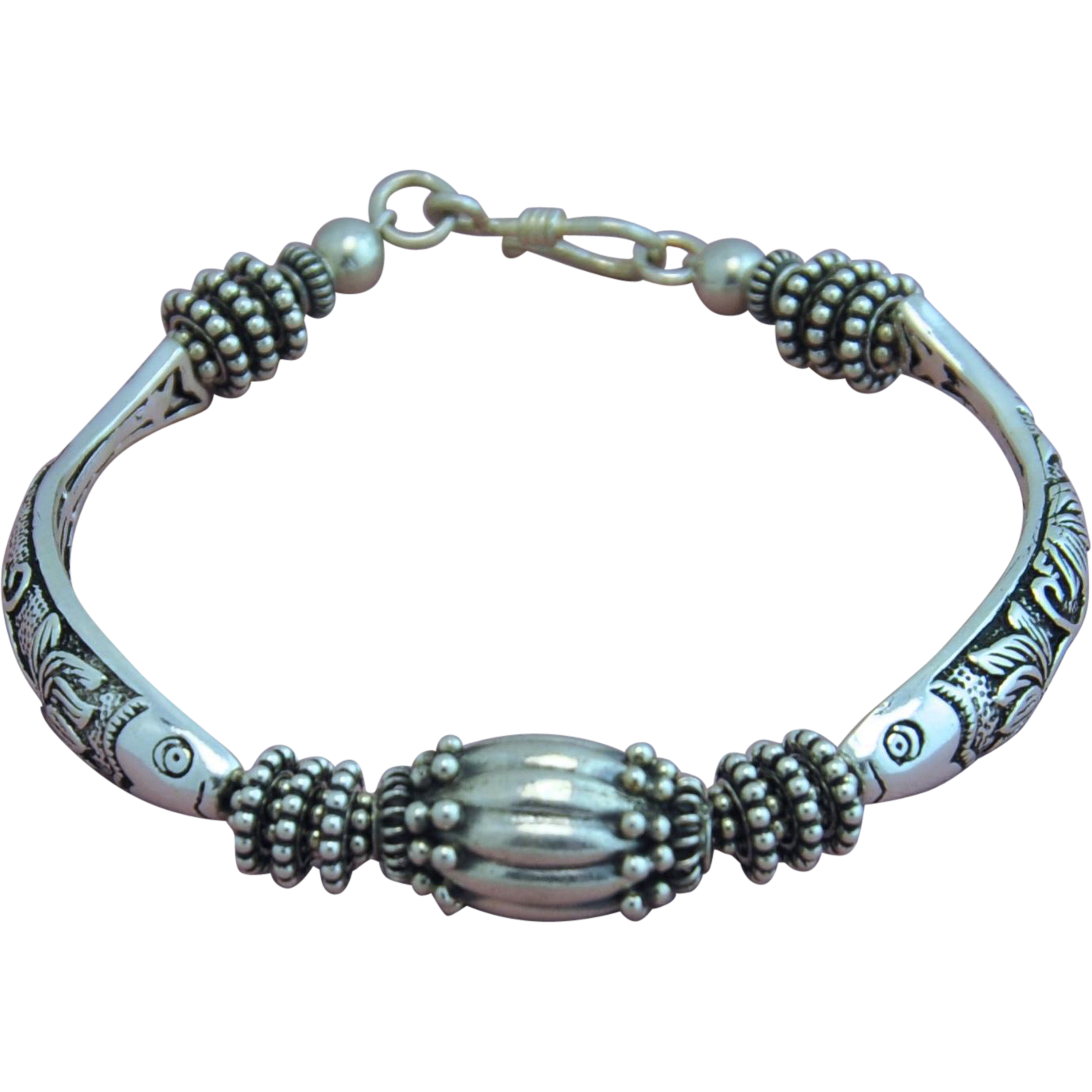 Sterling Thai Fish Bead and Bali Silver Bracelet from marciasouthwick ...