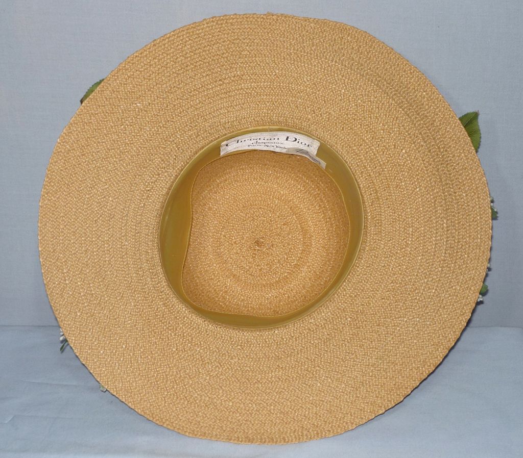 Vintage 1960s Christian Dior Floral Wide Brim Straw Hat Sold at from ...