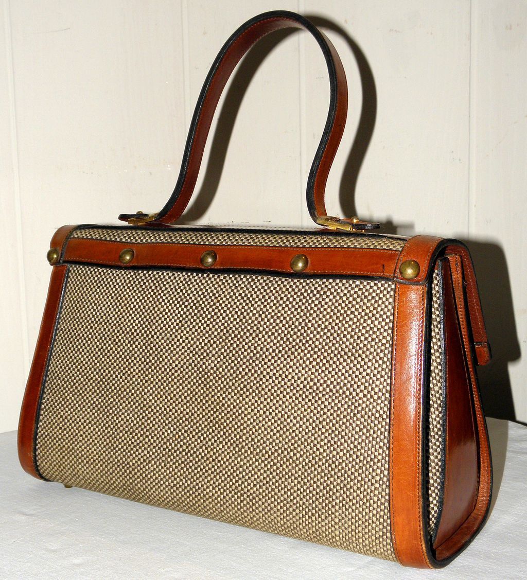 Vintage 1960's John Romaine Leather Tweed Satchel from rubylane-sold on ...