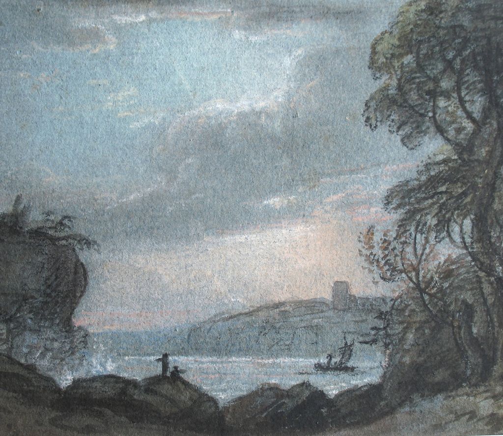 Antique Victorian Seascape Marine Small Pastel Painting 19th C Century ...