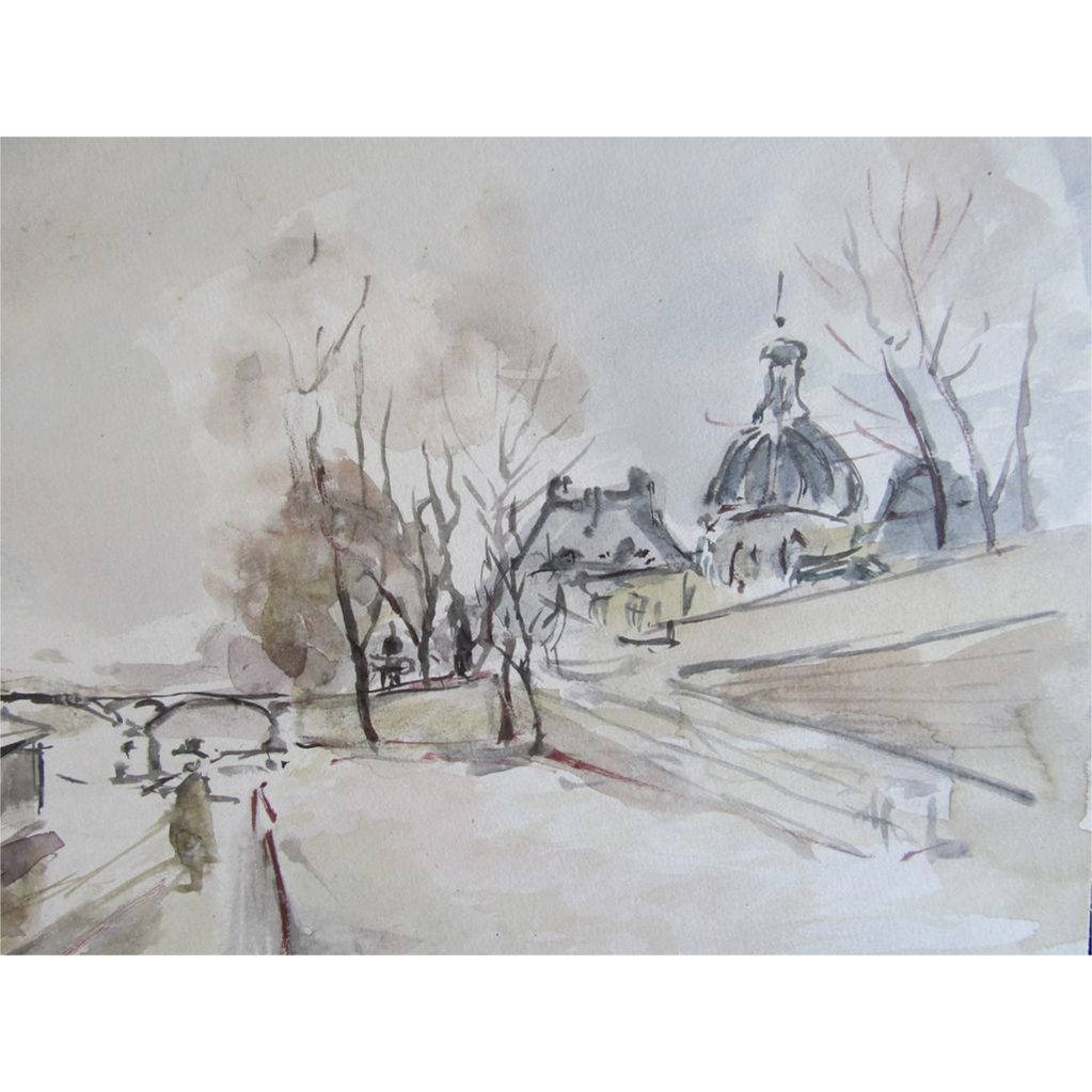 Vintage Edwardian French Watercolor Painting PARIS in Winter Signed ...