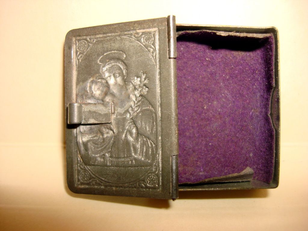 Vintage Miniature Metal Bible Box With A Guardian Angel Medal from ...