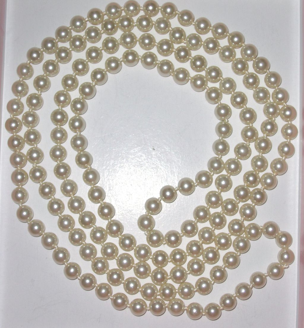 Vintage White Fake Glass Pearls 60 Inches from phalan on Ruby Lane