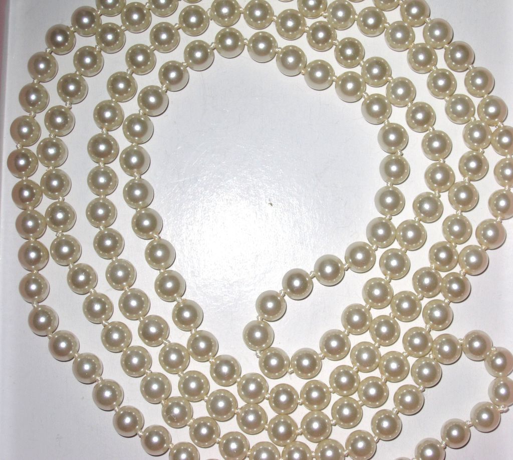 Vintage White Fake Glass Pearls 60 Inches from phalan on Ruby Lane