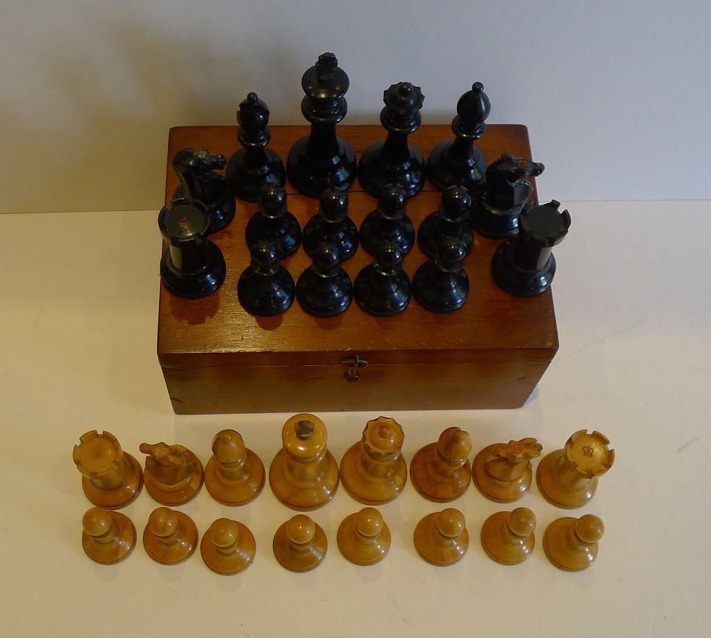 Antique English Jaques Staunton Chess Set With Red Crown Marks c.1900 ...