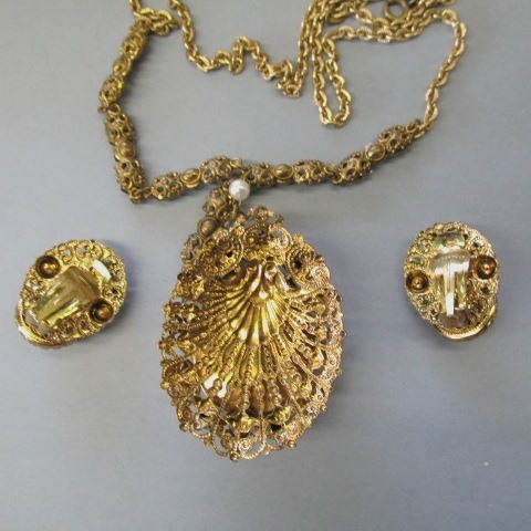 VINTAGE West Germany Cameo Jewelry Necklace and Earrings from ...